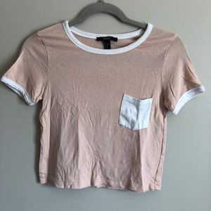 Forever 21 Peach and White Baby Tee XS